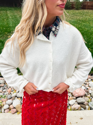 Navy Christmas Plaid Rhinestone Collar