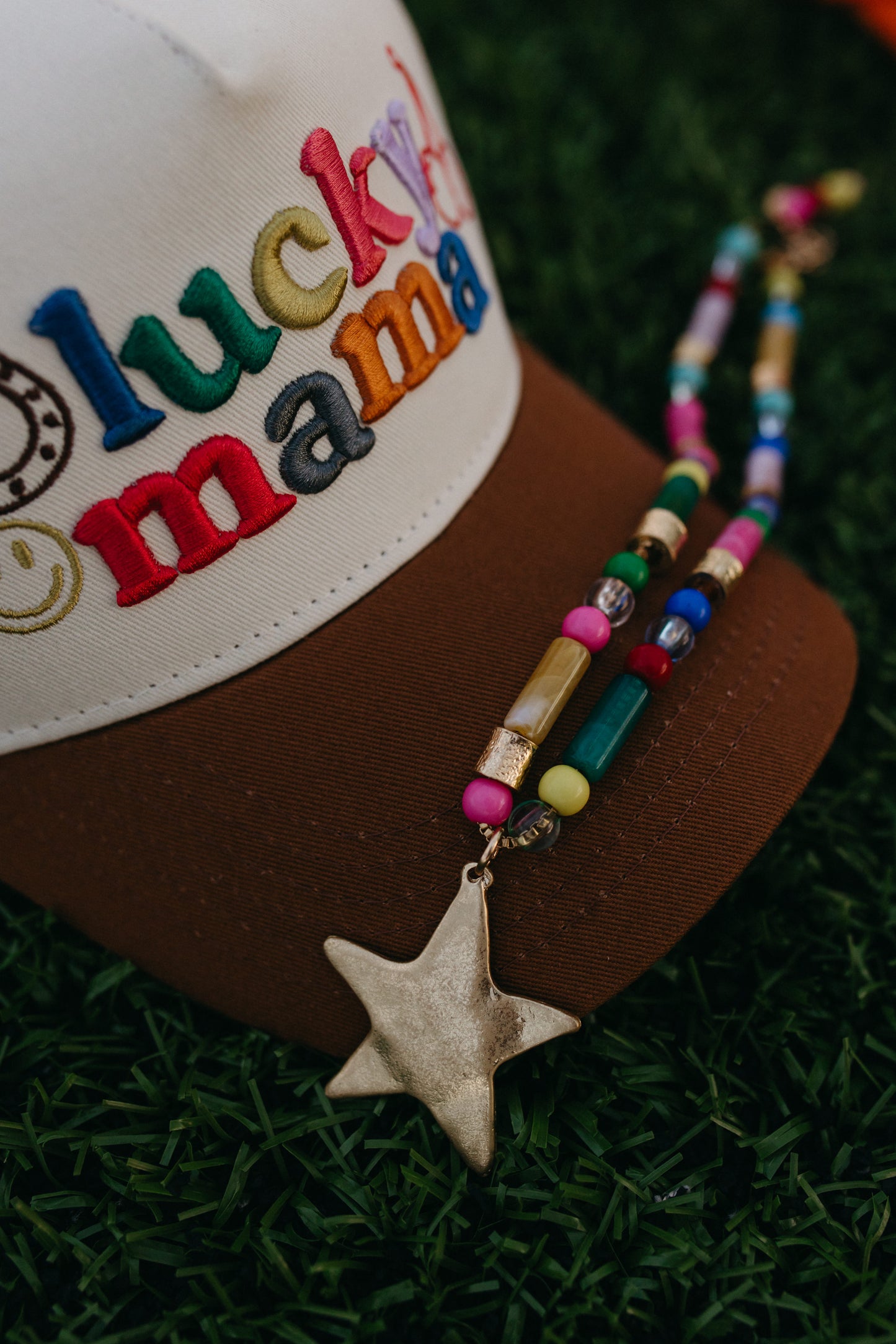 Chunky Bead Star Charm Necklace