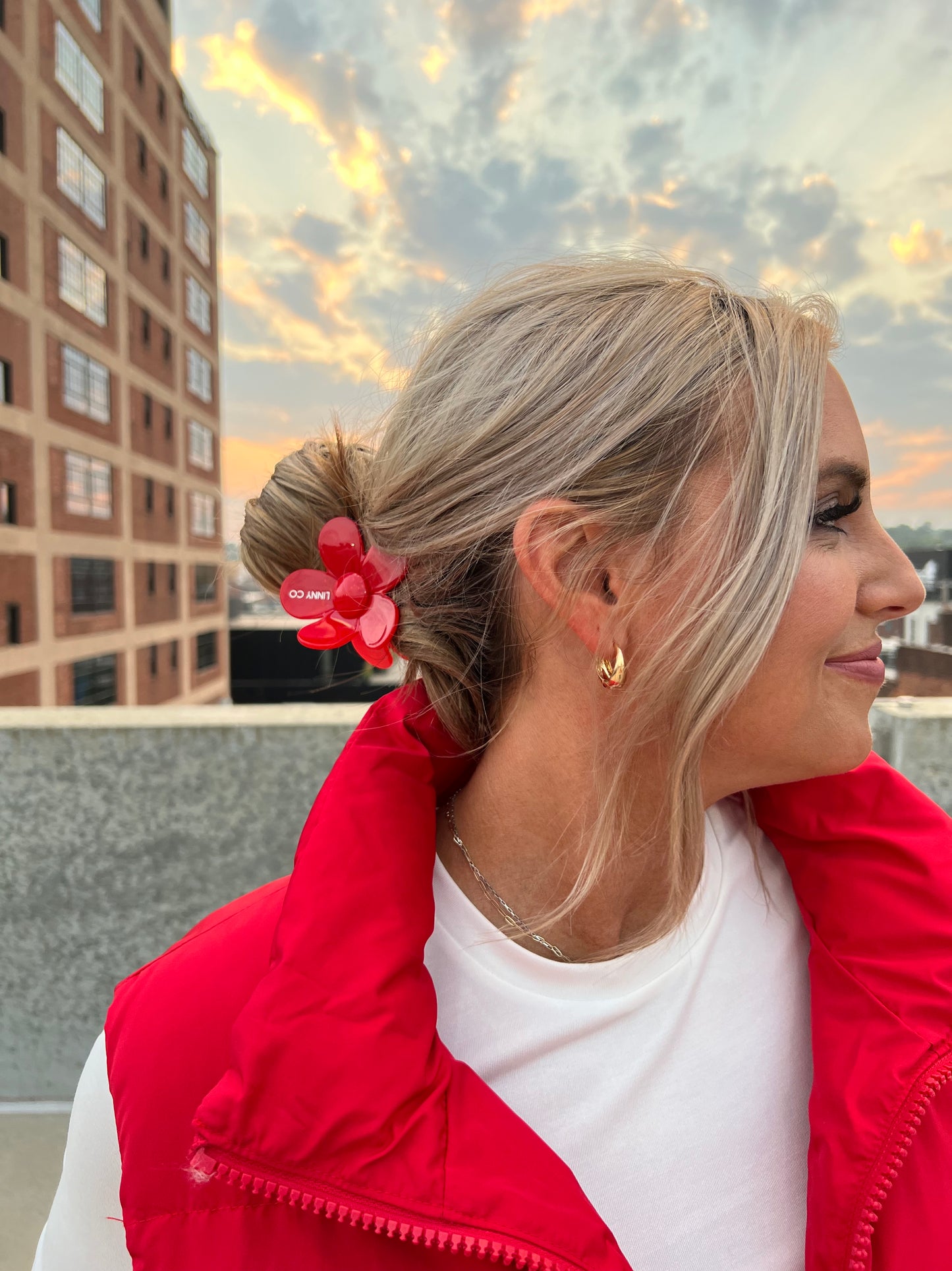 Flower Clip in Red