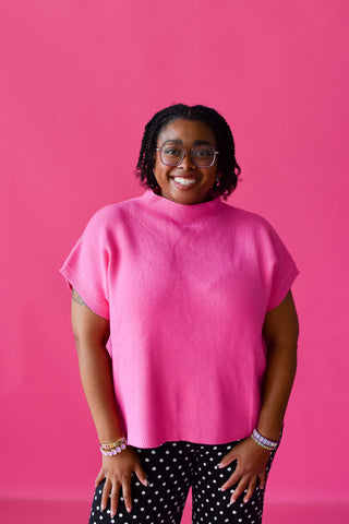 Lowen Short Sleeve Sweater in Bubble Gum Pink