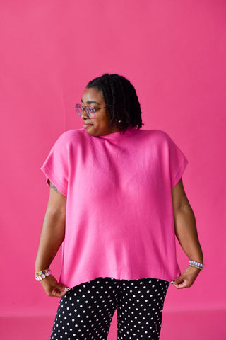 Lowen Short Sleeve Sweater in Bubble Gum Pink