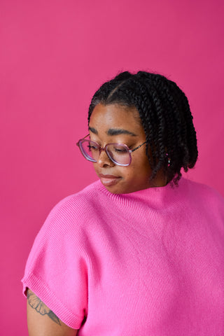 Lowen Short Sleeve Sweater in Bubble Gum Pink