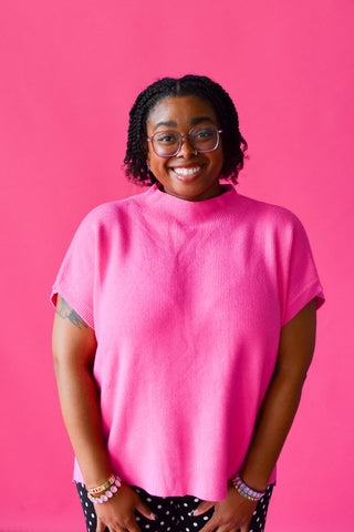 Lowen Short Sleeve Sweater in Bubble Gum Pink