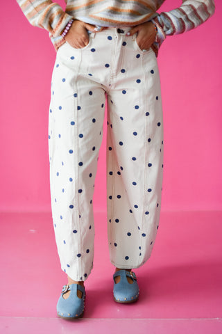 Gemma Polka Dot Barrel Jeans