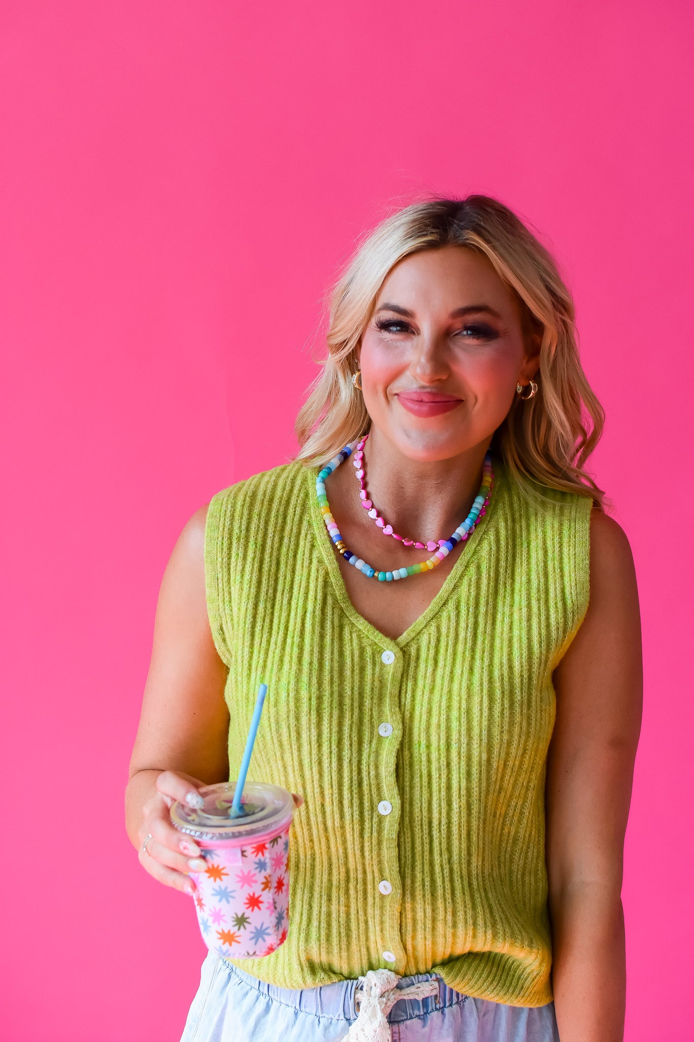Hattie Sweater Vest in Lime