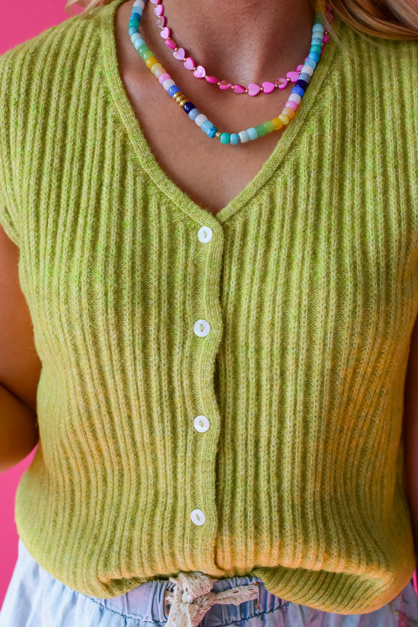 Hattie Sweater Vest in Lime
