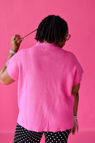 Lowen Short Sleeve Sweater in Bubble Gum Pink