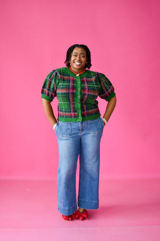 Tiona Plaid Button Up Cardigan