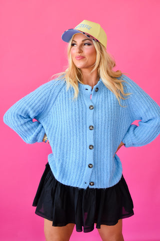 Nina Knit Cardigan in Blueberry