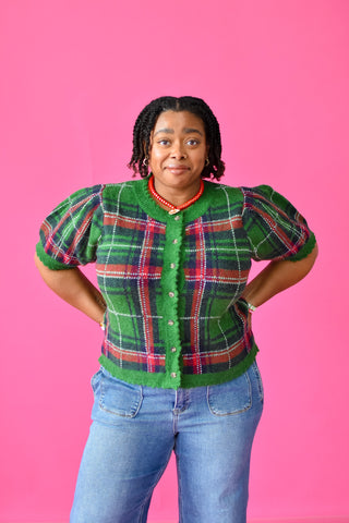 Tiona Plaid Button Up Cardigan