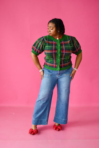 Tiona Plaid Button Up Cardigan