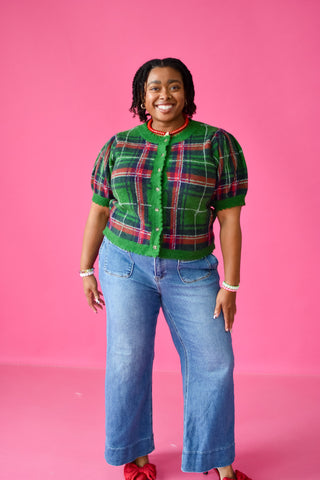 Tiona Plaid Button Up Cardigan