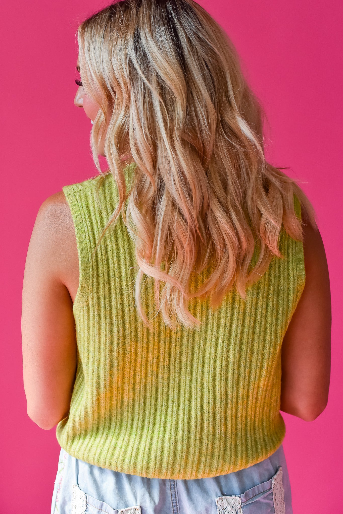 Hattie Sweater Vest in Lime