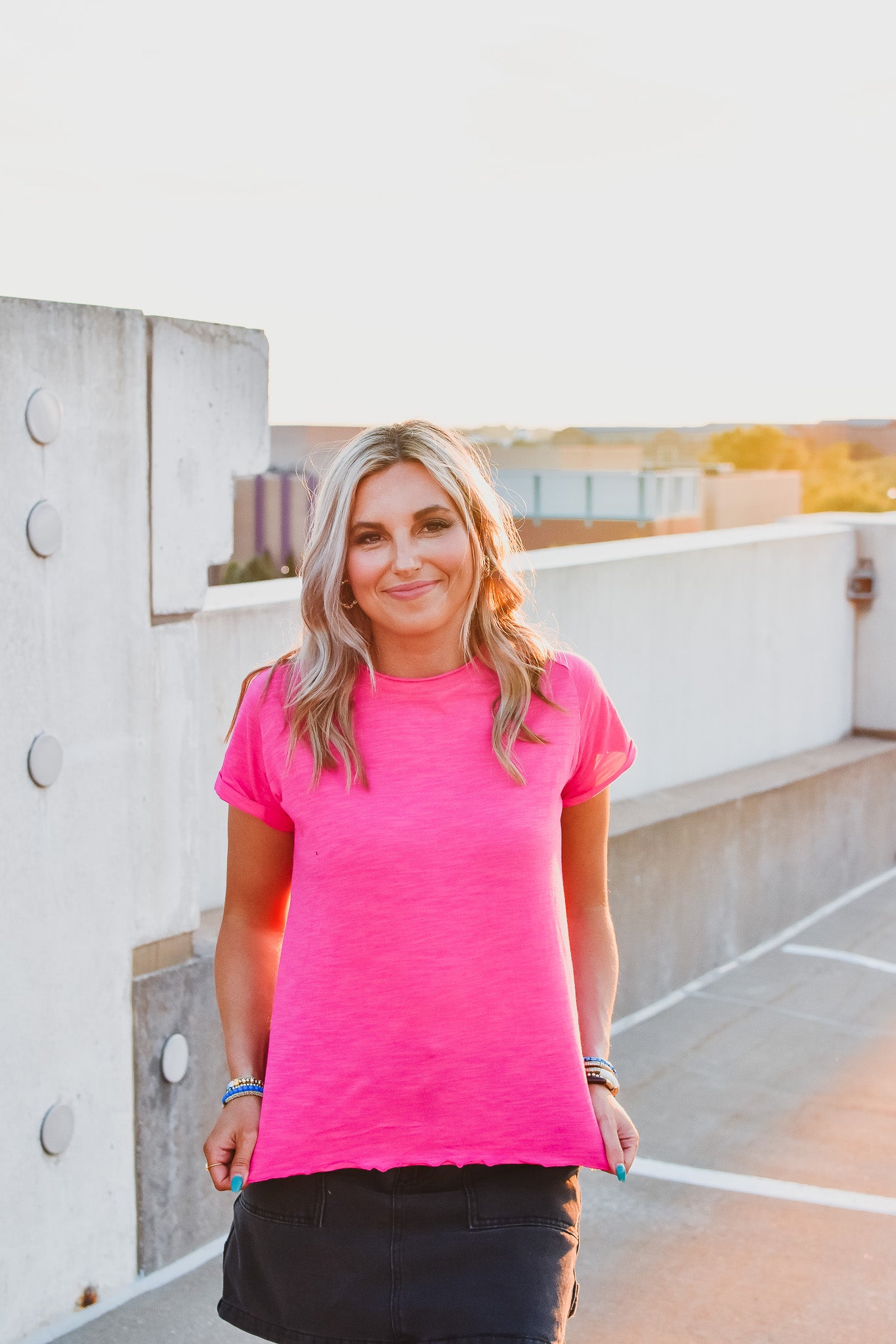 Gwen Baby Tee in Hot Pink