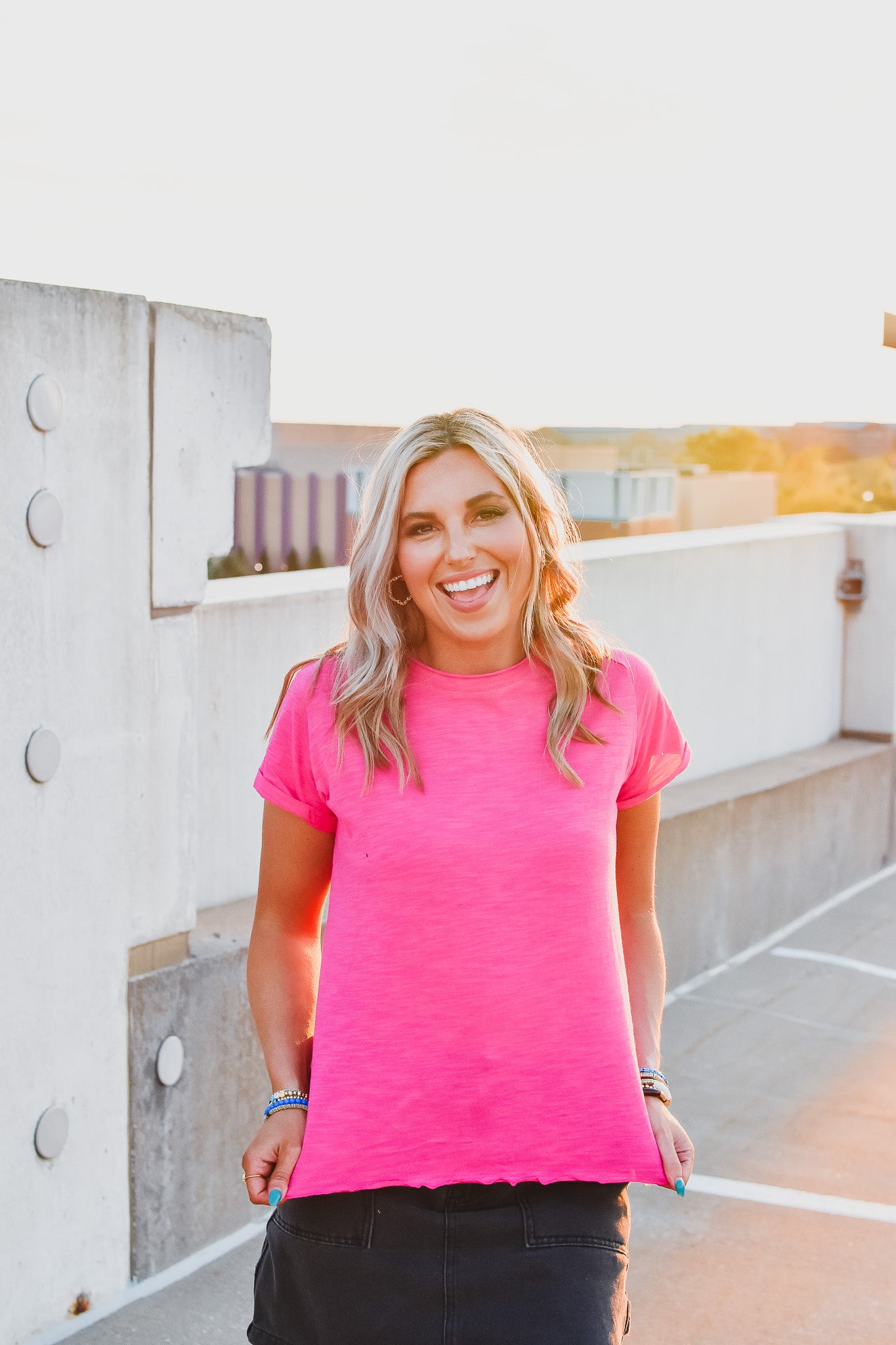 Gwen Baby Tee in Hot Pink