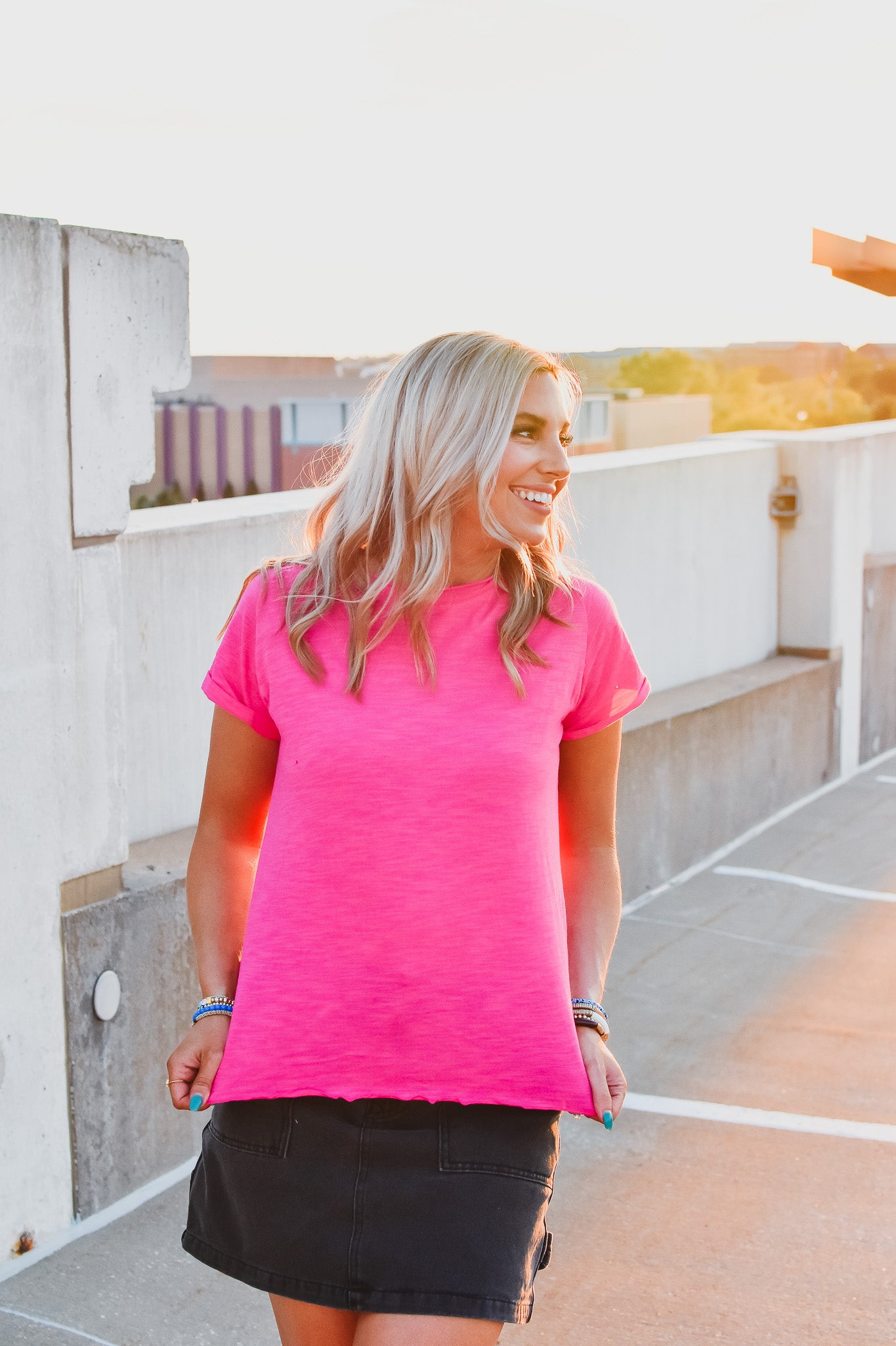 Gwen Baby Tee in Hot Pink