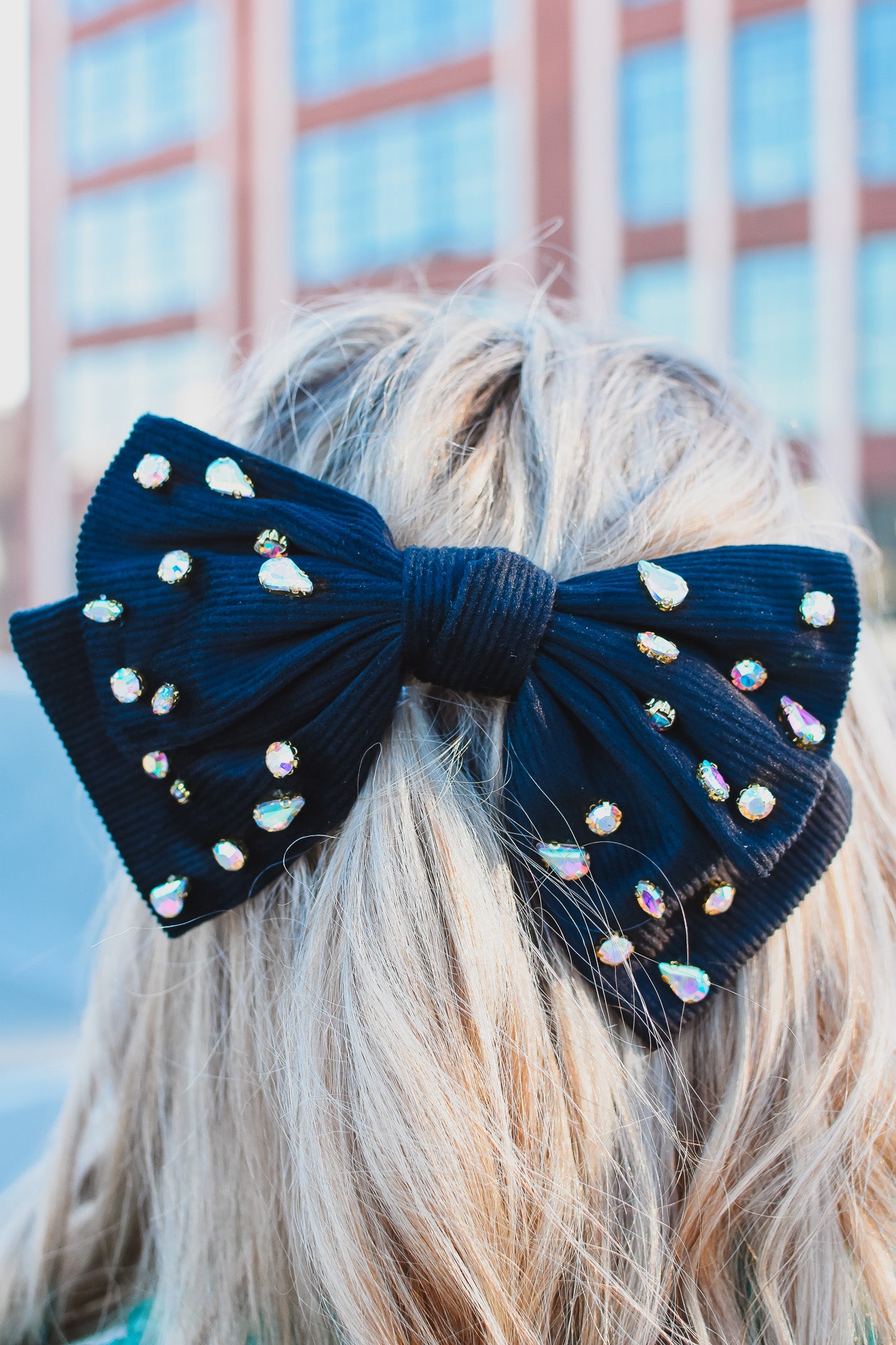 Rhinestone Bow in Black - RESTOCK