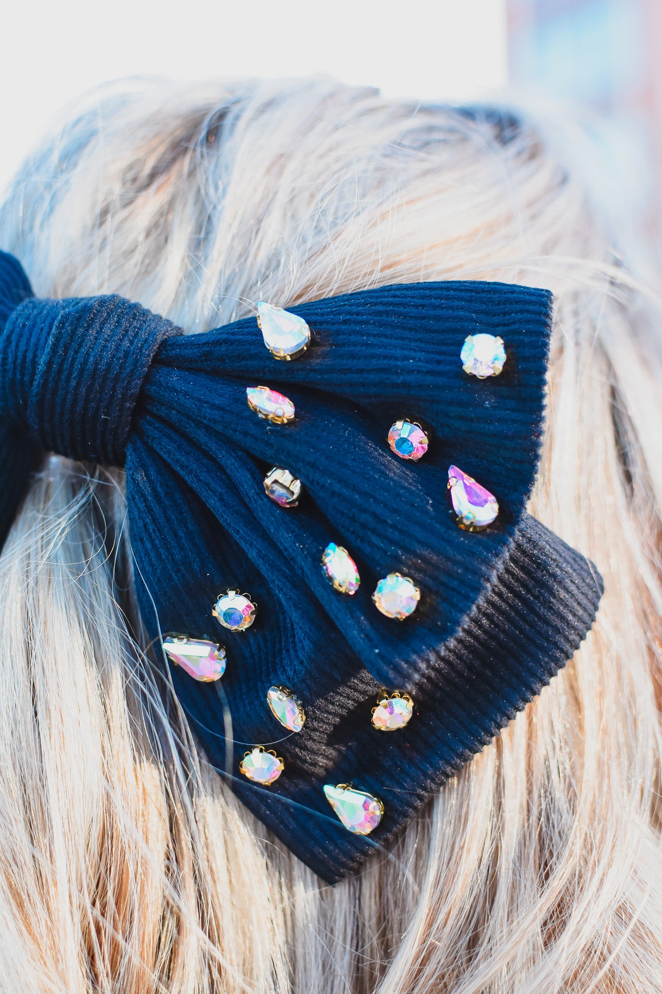 Rhinestone Bow in Black - RESTOCK