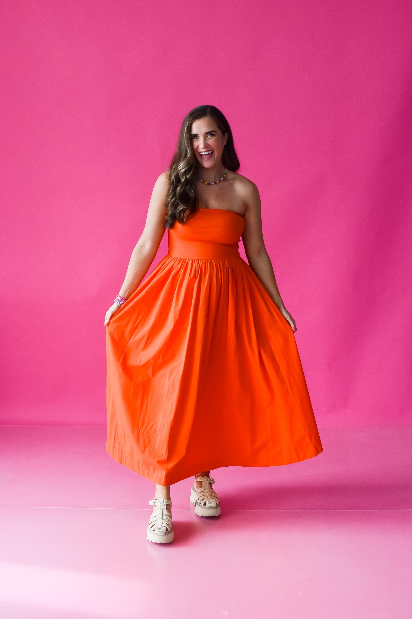 Beatrix Tube Top Maxi Dress in Tomato