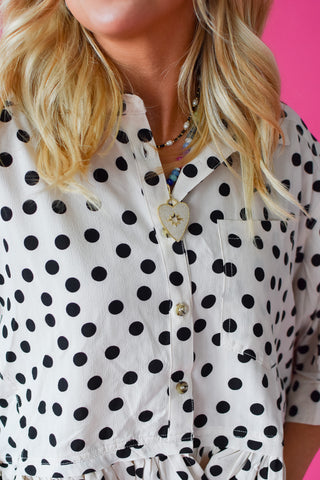 Cella Polka Dot Peplum Top