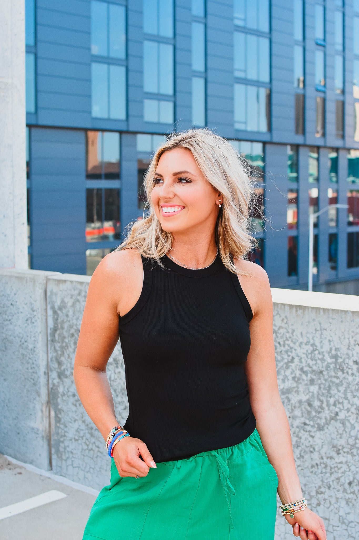 Tyler Ribbed Tank in Black