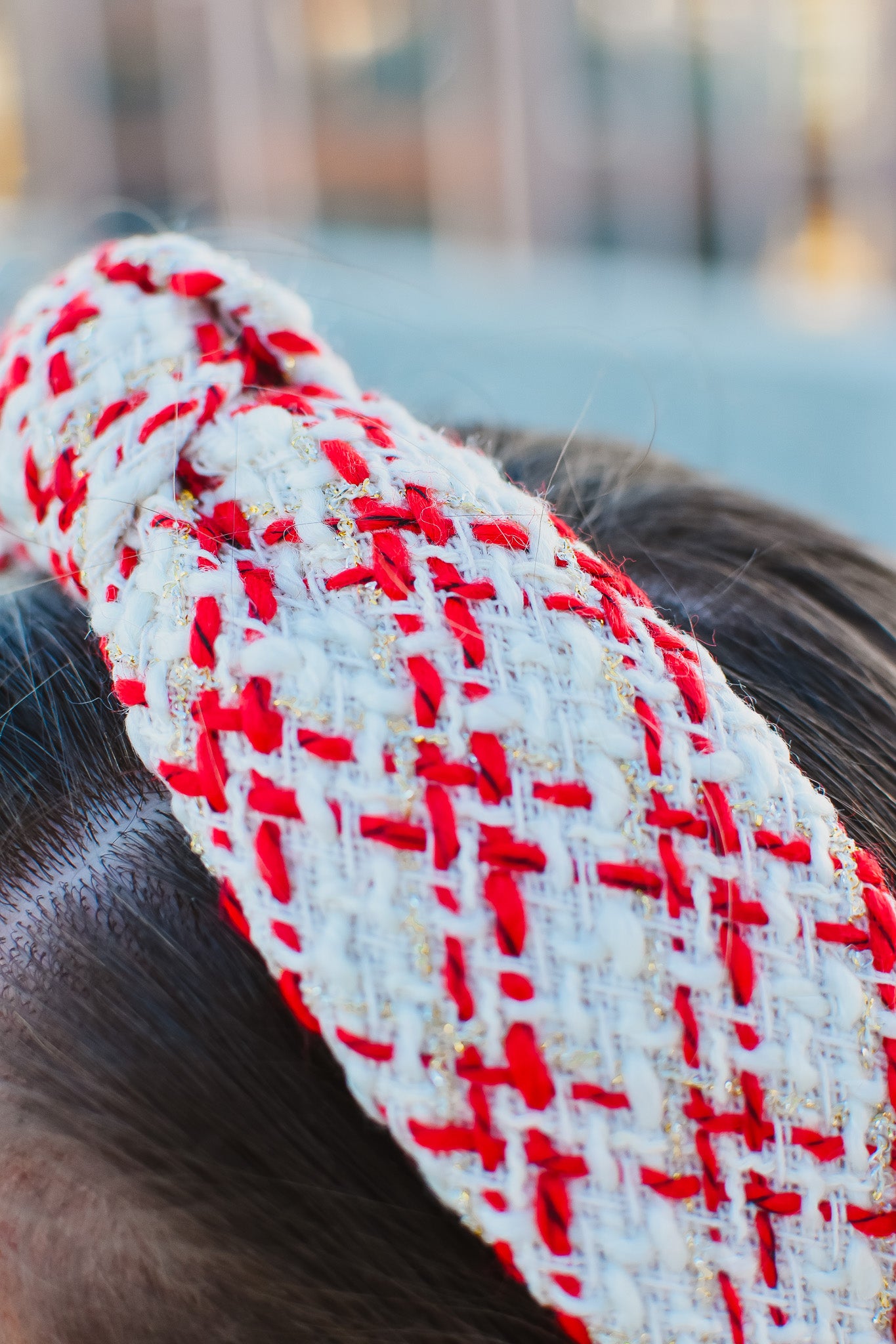 Red and White Tweed Headband - RESTOCK