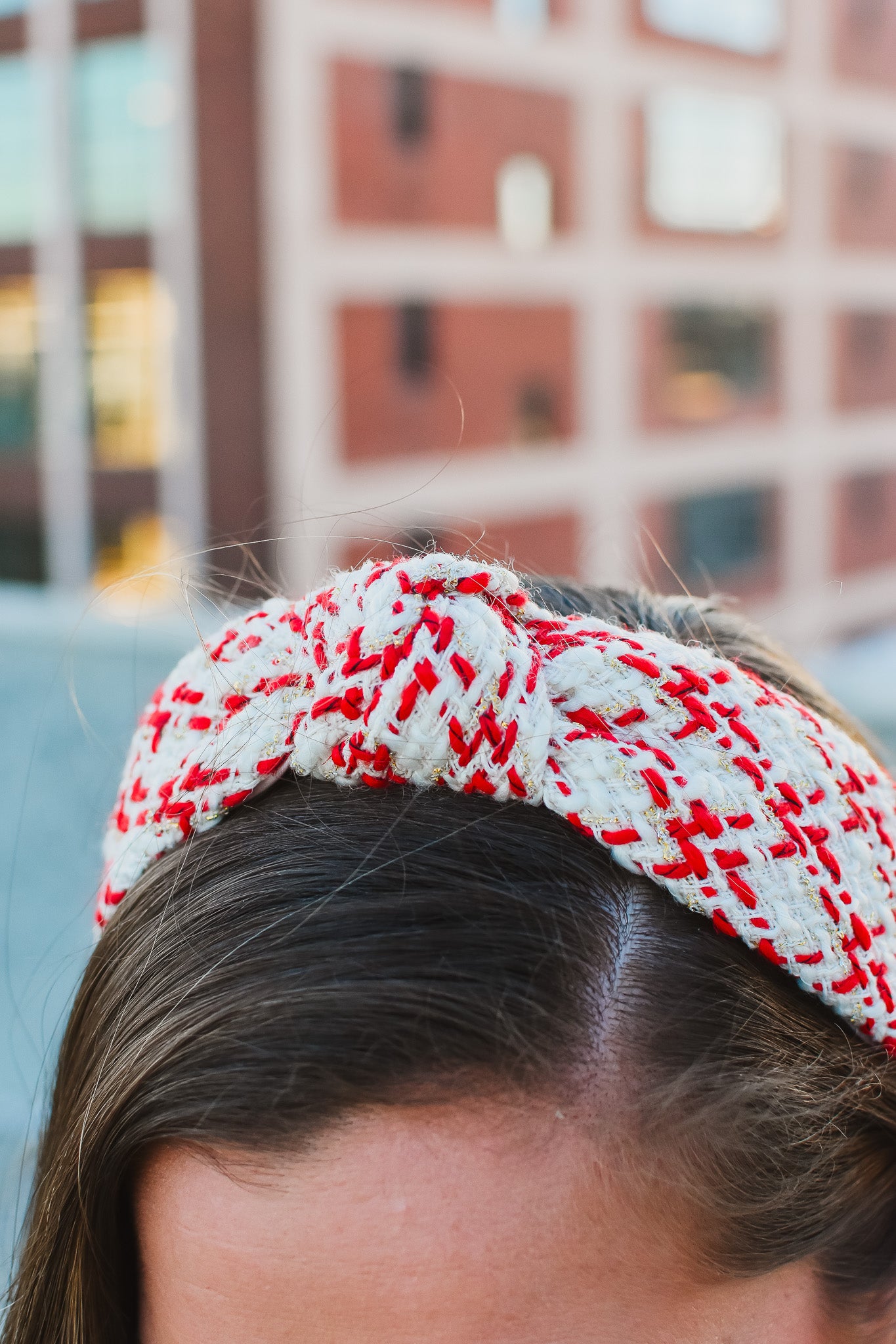 Red and White Tweed Headband - RESTOCK