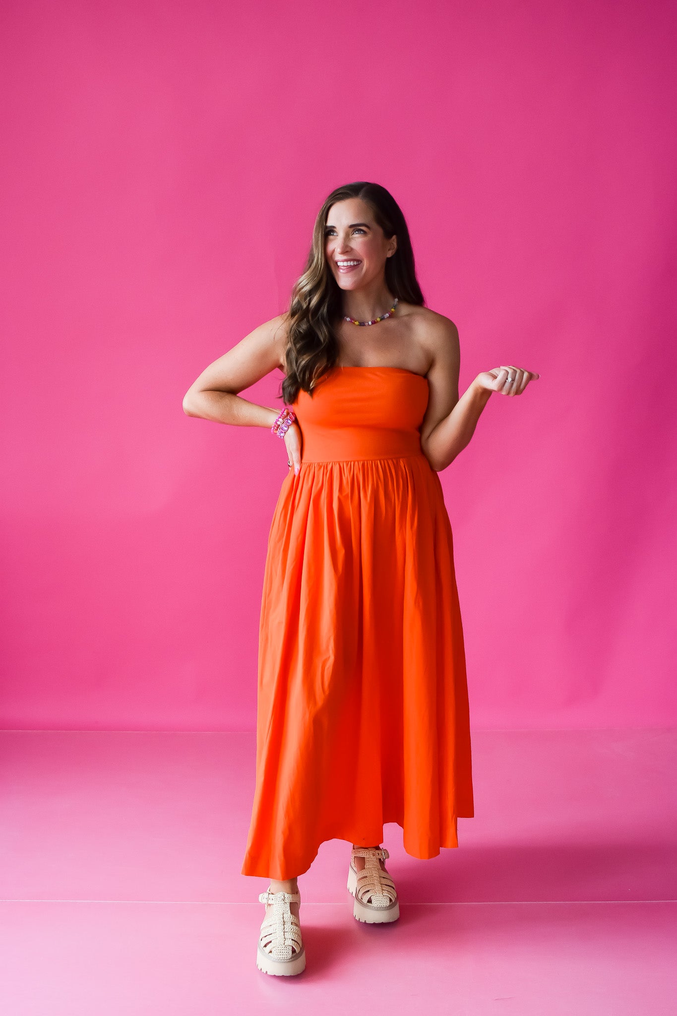 Beatrix Tube Top Maxi Dress in Tomato