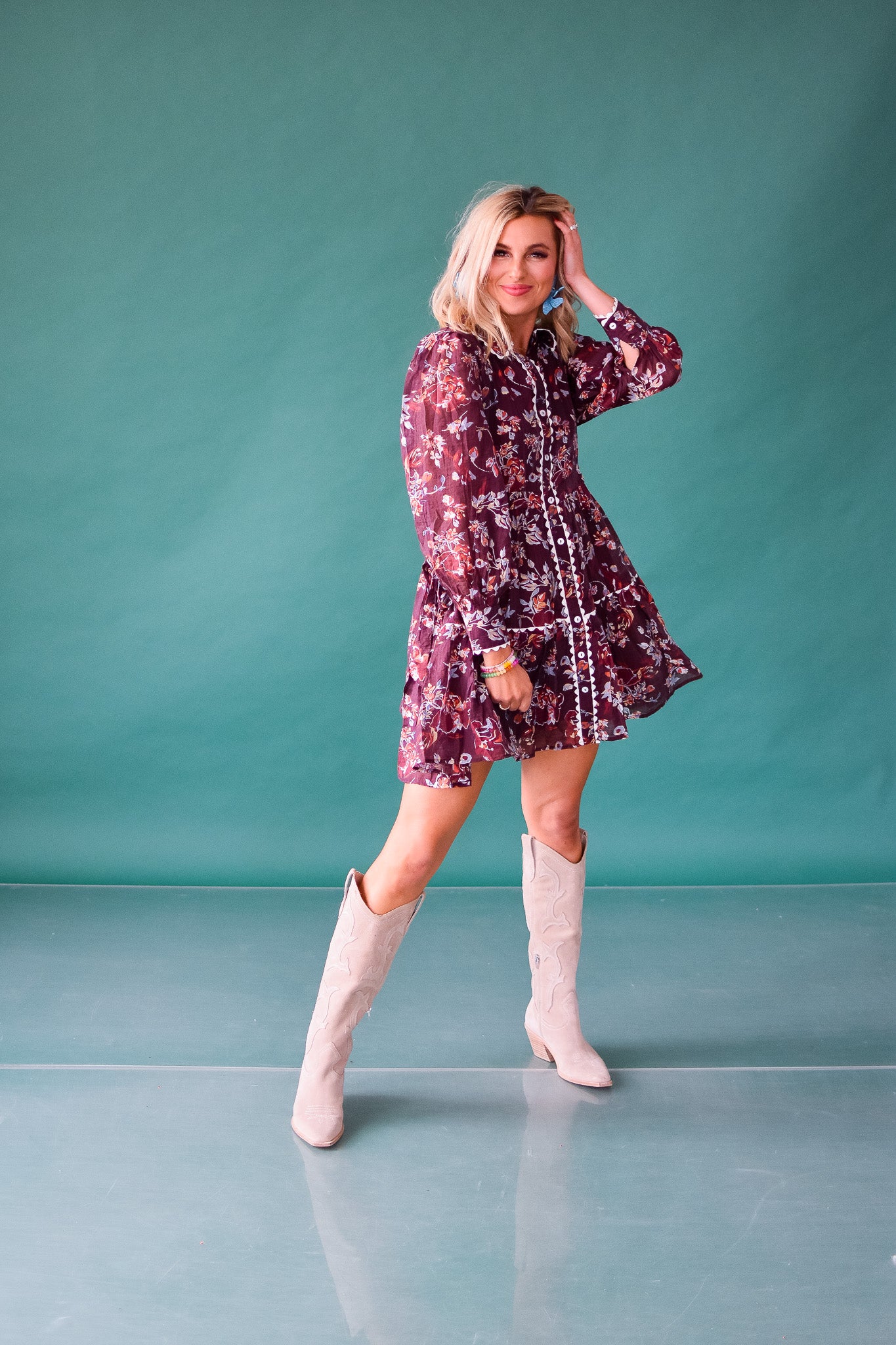 Annalise Floral Mini Dress - Merlot