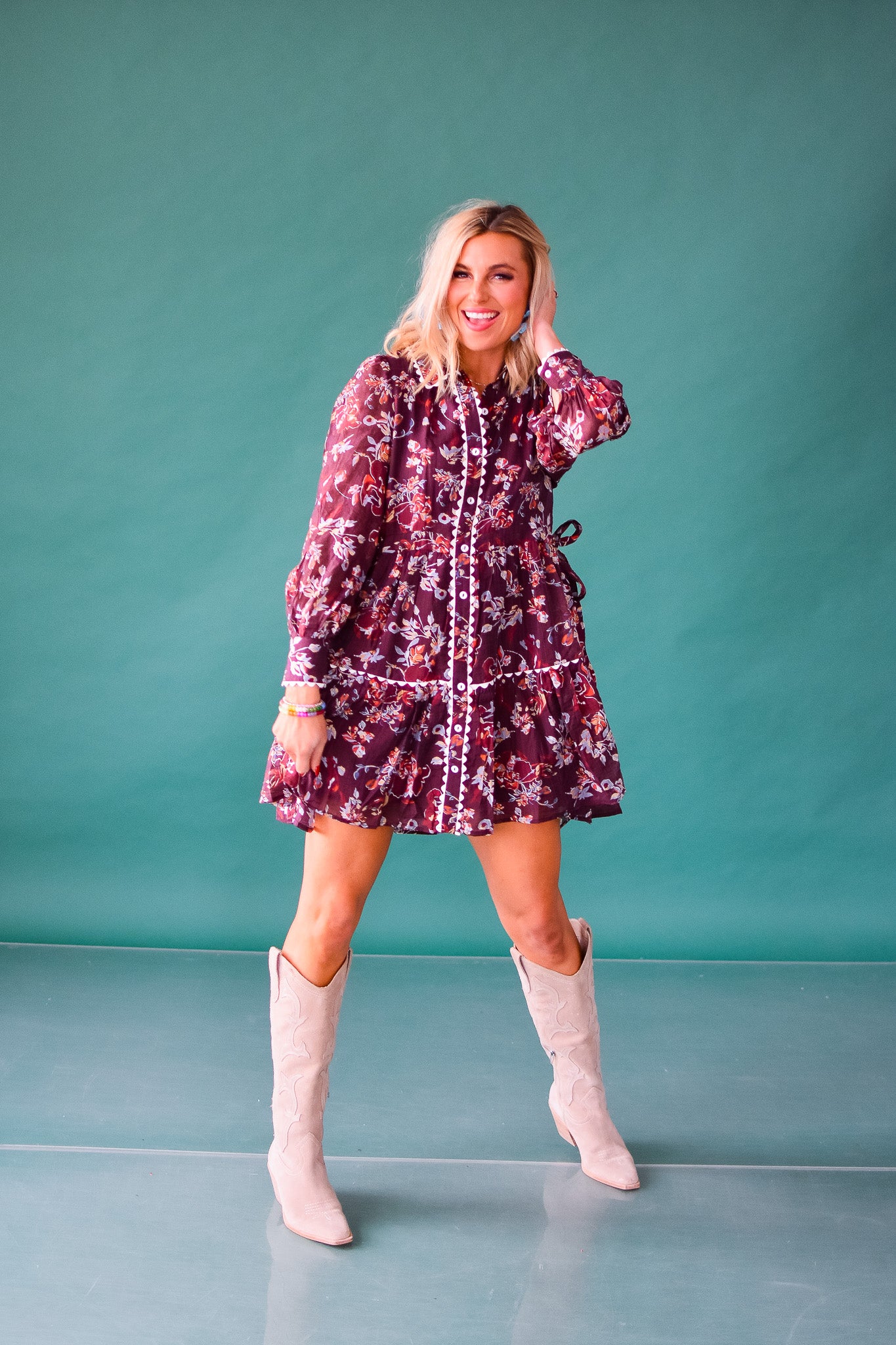 Annalise Floral Mini Dress - Merlot