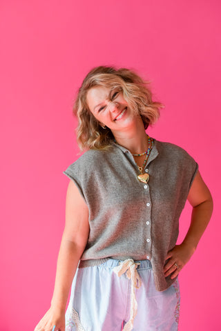 Sleeveless Piper Cardigan in Mocha
