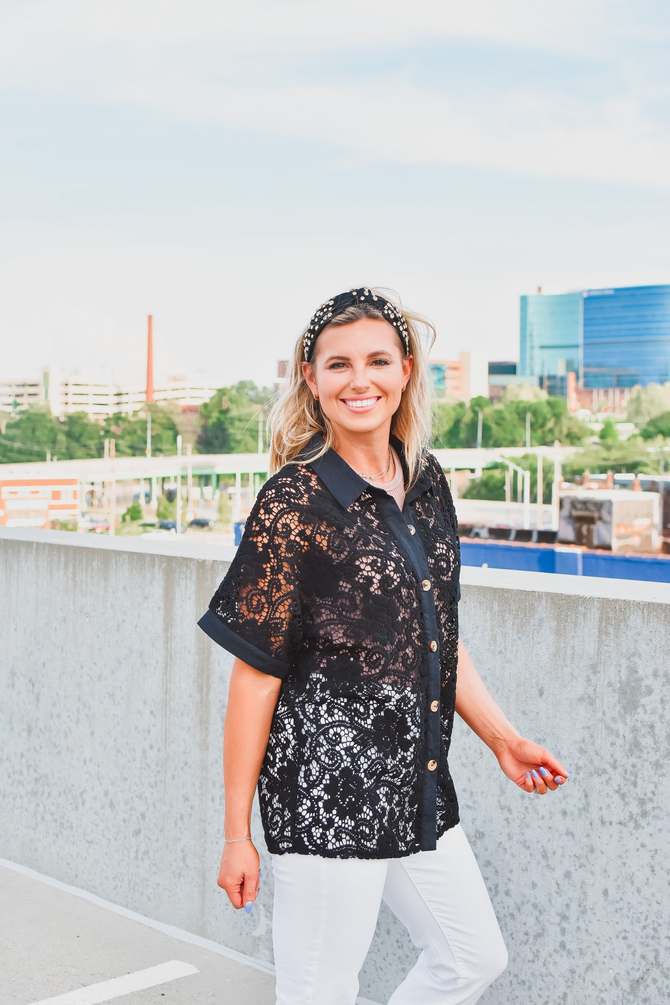 Shannon Crochet Button Up