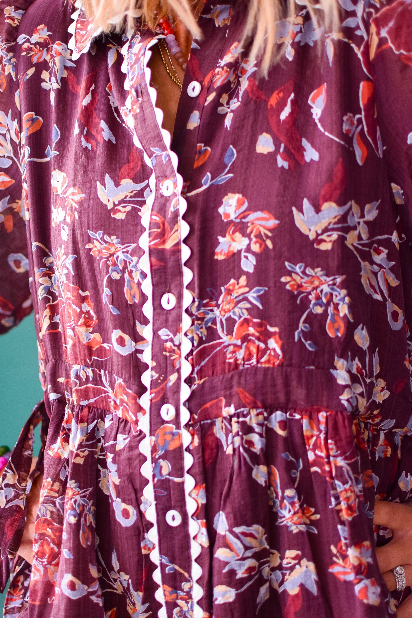 Annalise Floral Mini Dress - Merlot