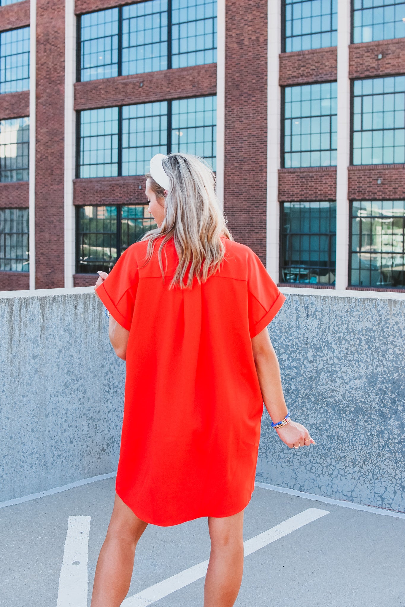 Greer Button Up Dress in Red