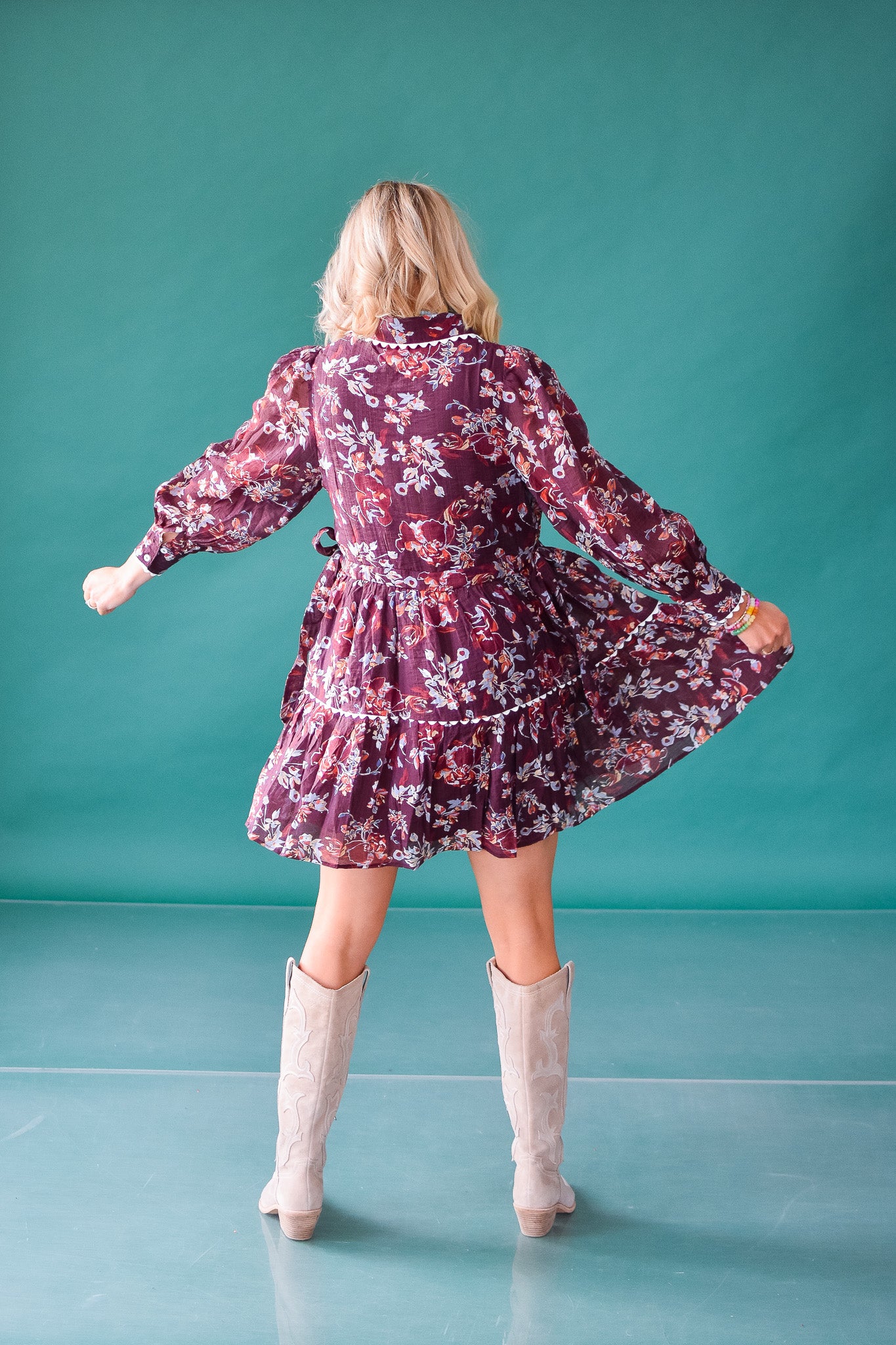 Annalise Floral Mini Dress - Merlot