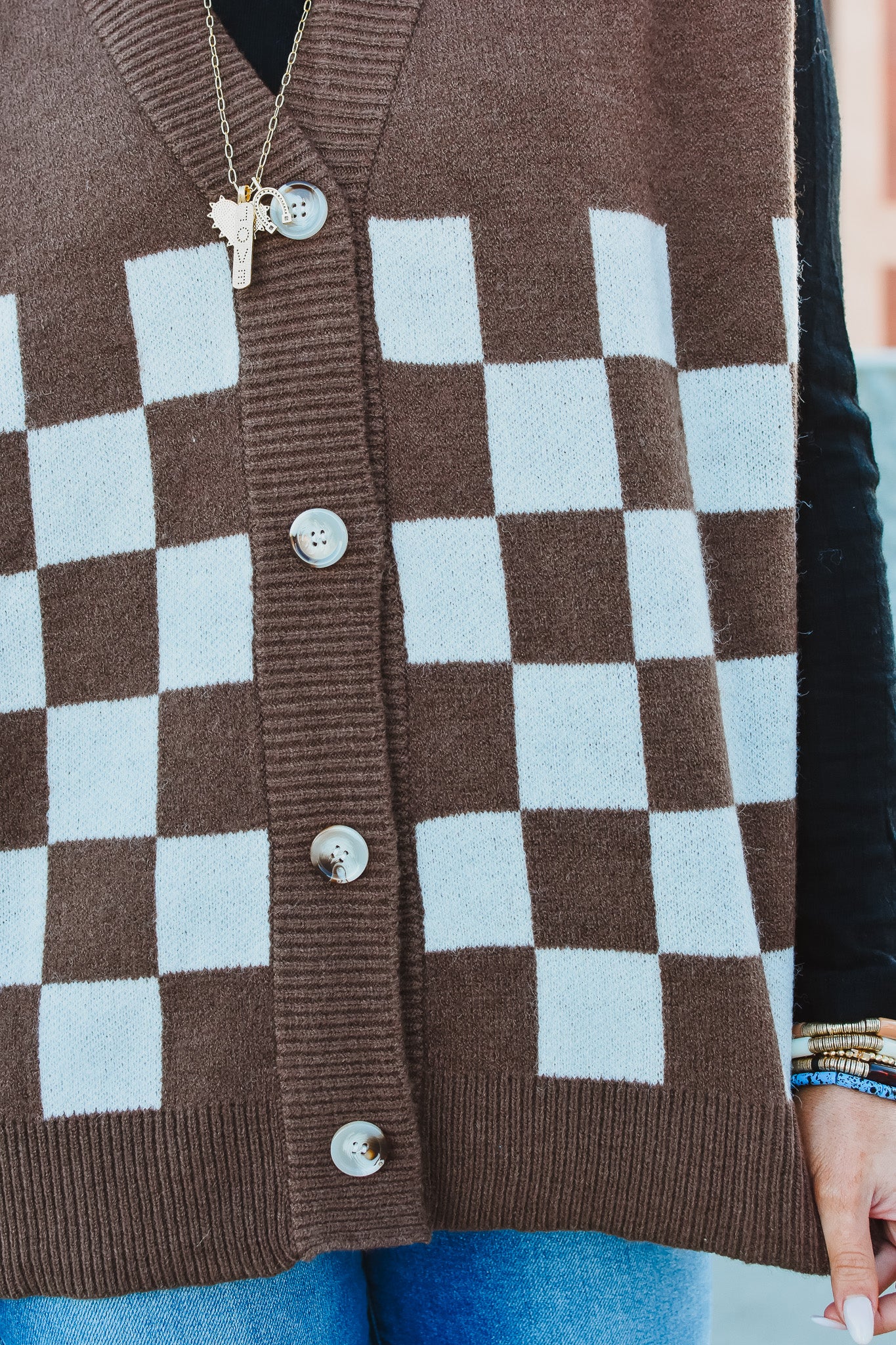 Lia Sweater Vest in Brown