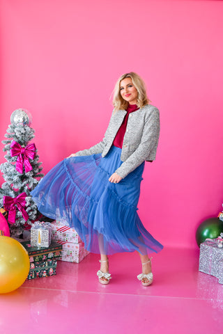 Olivia Tulle Midi Skirt - Royal