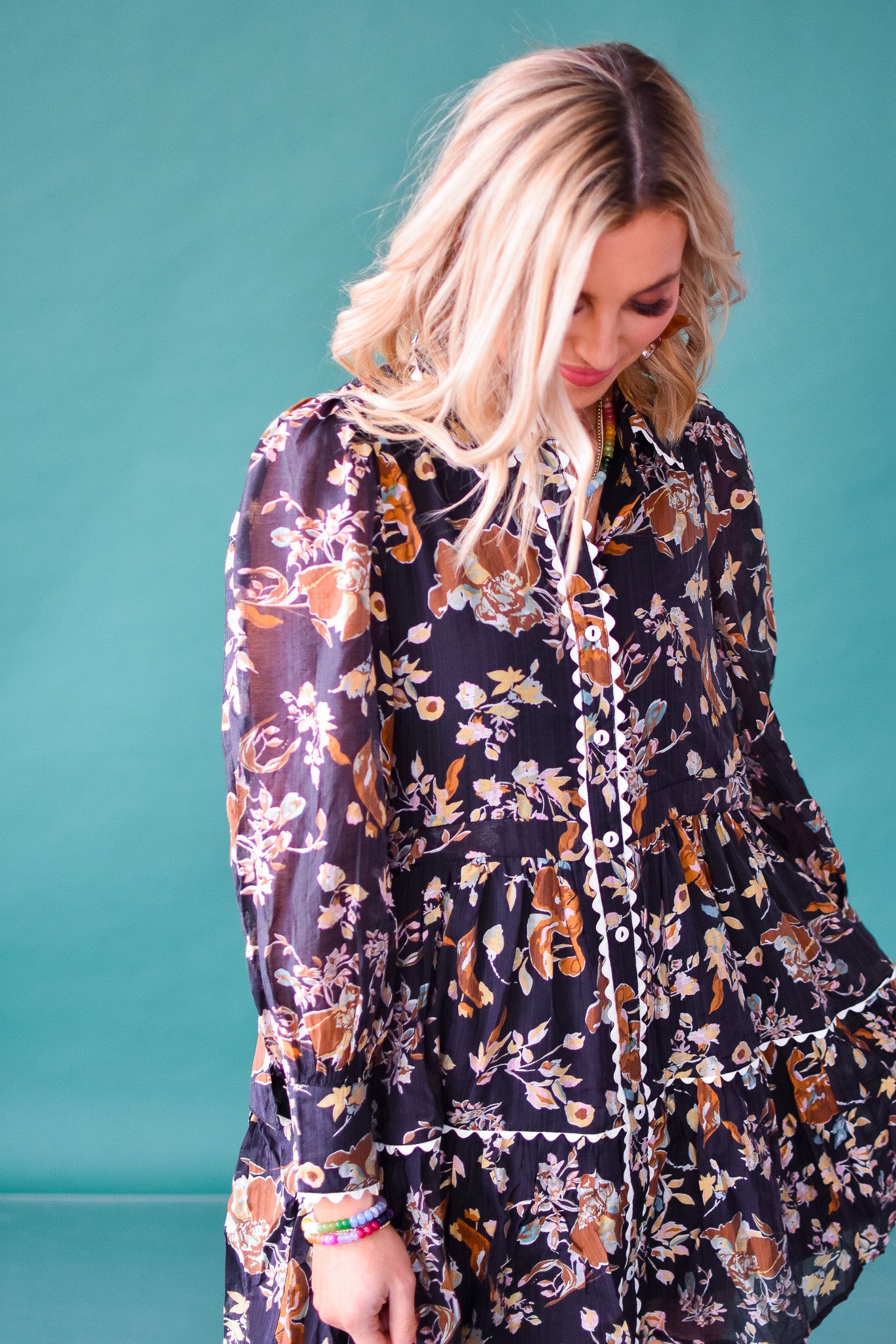 Annalise Floral Mini Dress - Black
