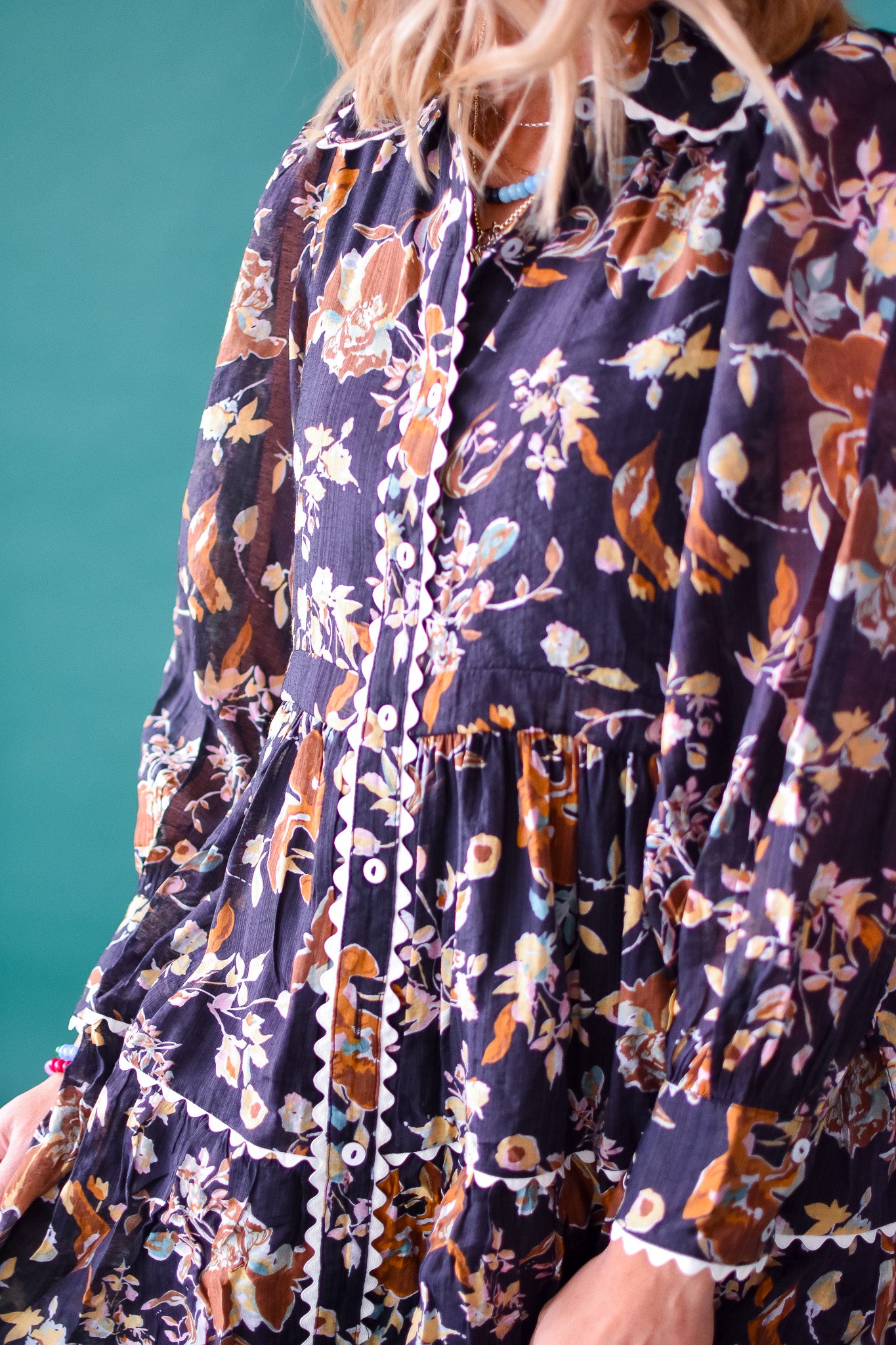 Annalise Floral Mini Dress - Black