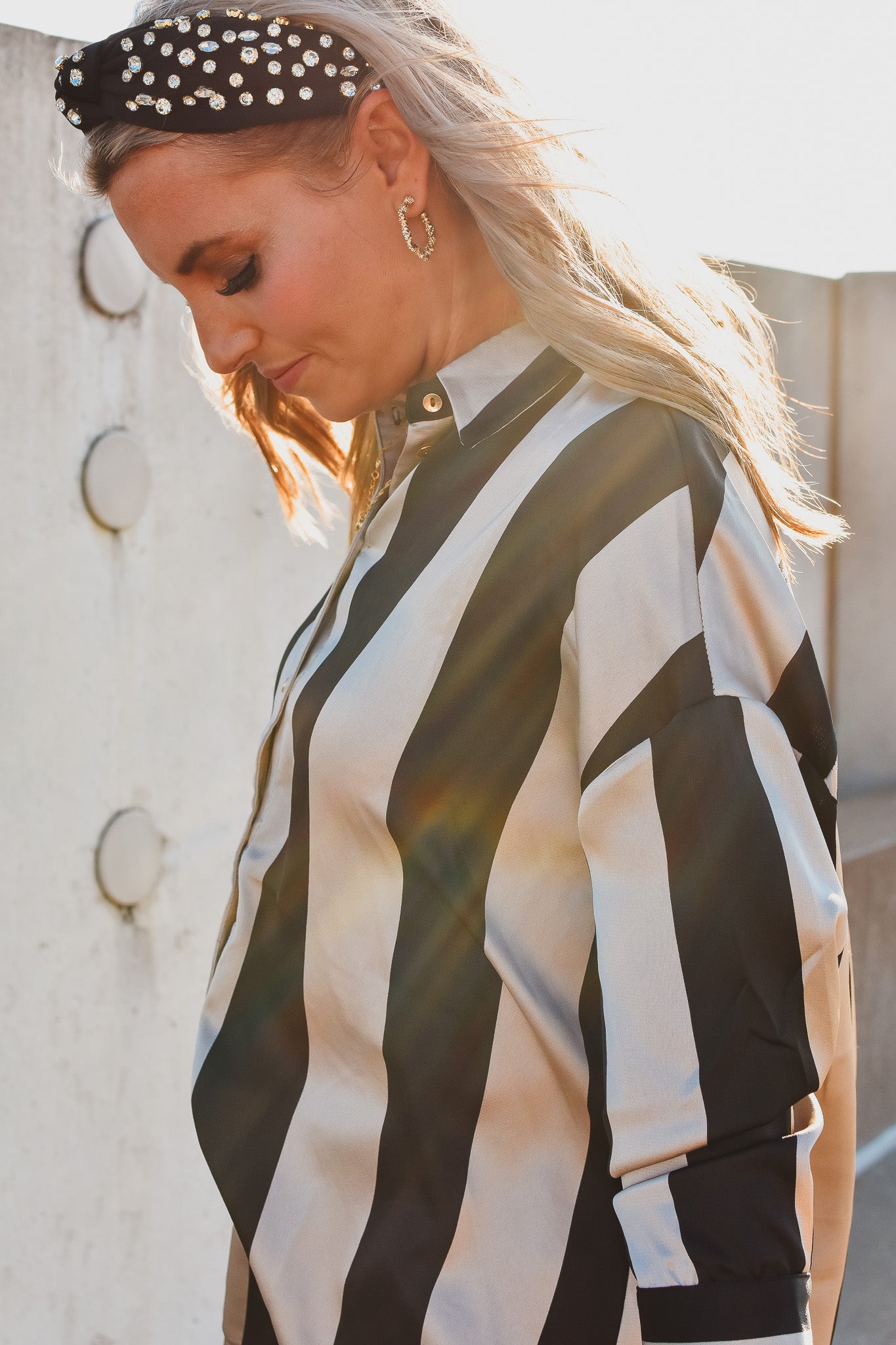Fiona Silk Striped Button Down