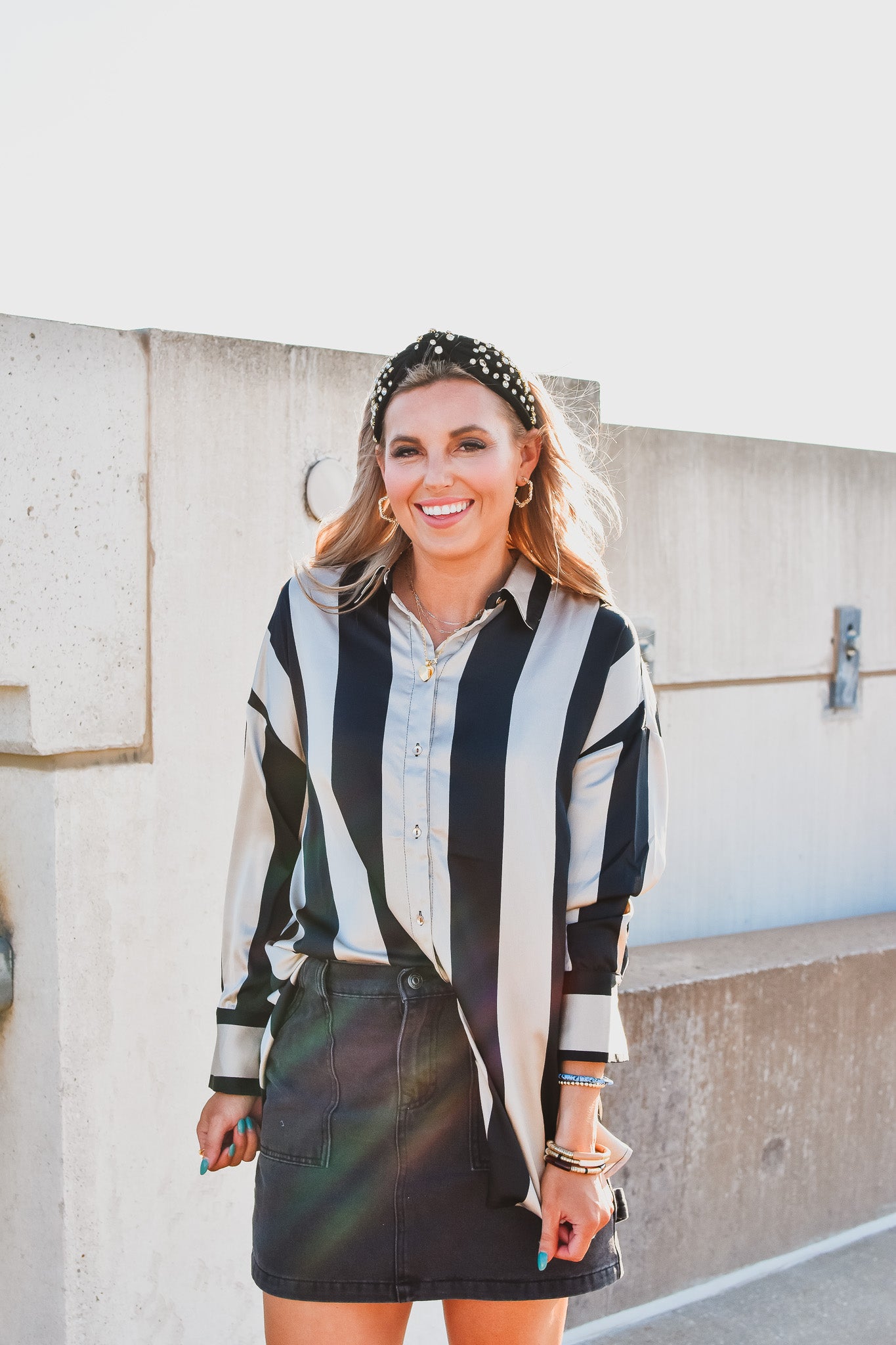 Fiona Silk Striped Button Down