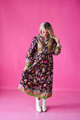 Lottie Floral Print Midi Dress