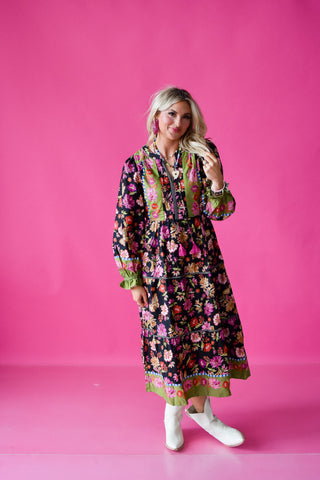 Lottie Floral Print Midi Dress