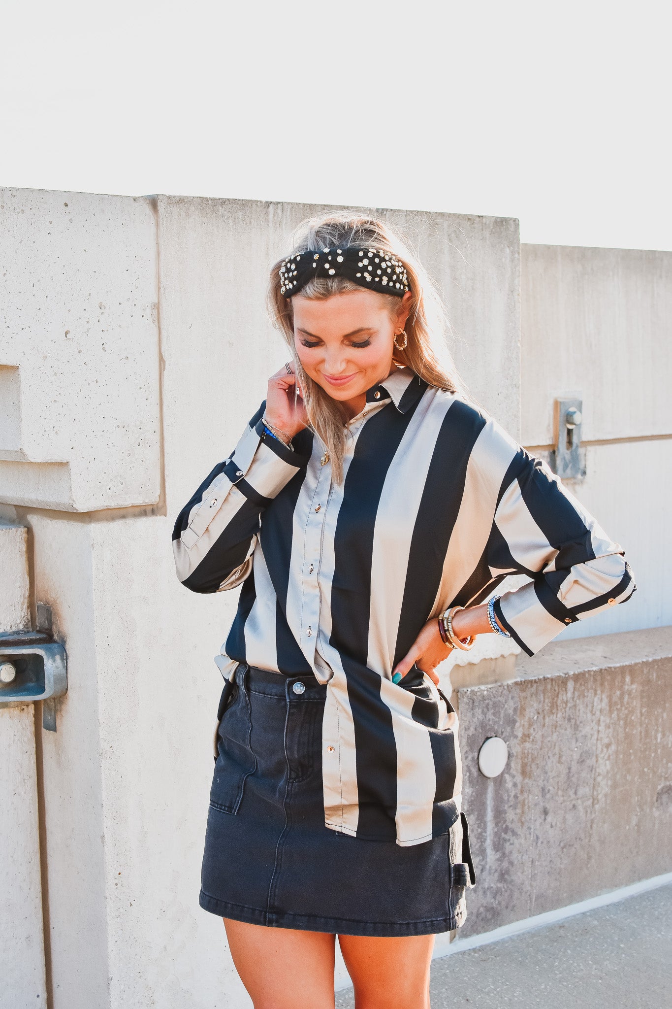 Fiona Silk Striped Button Down