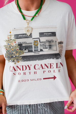 Candy Cane Lane Cropped Boyfriend Tee