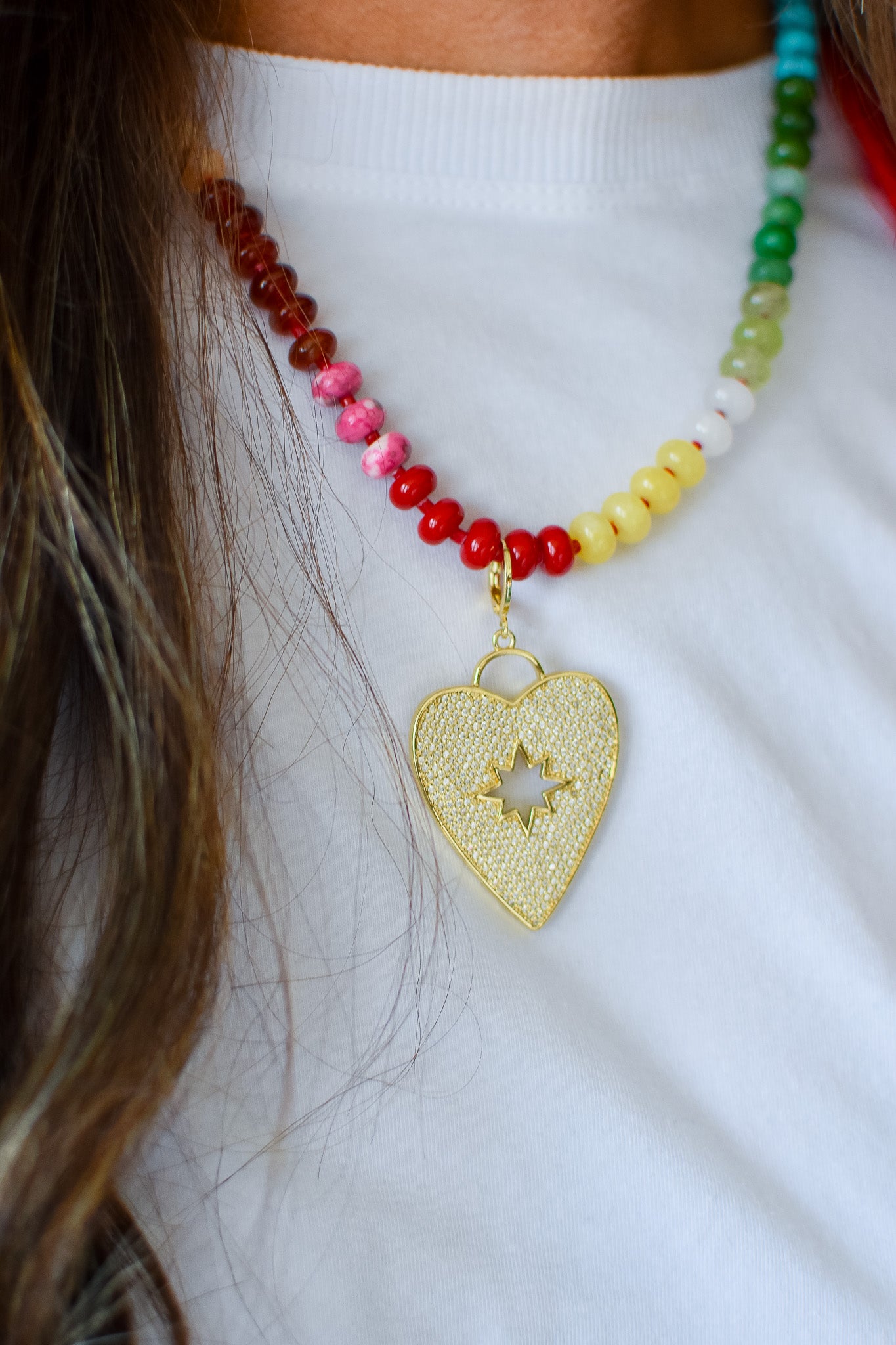 Gold Pave Heart + Star Charm