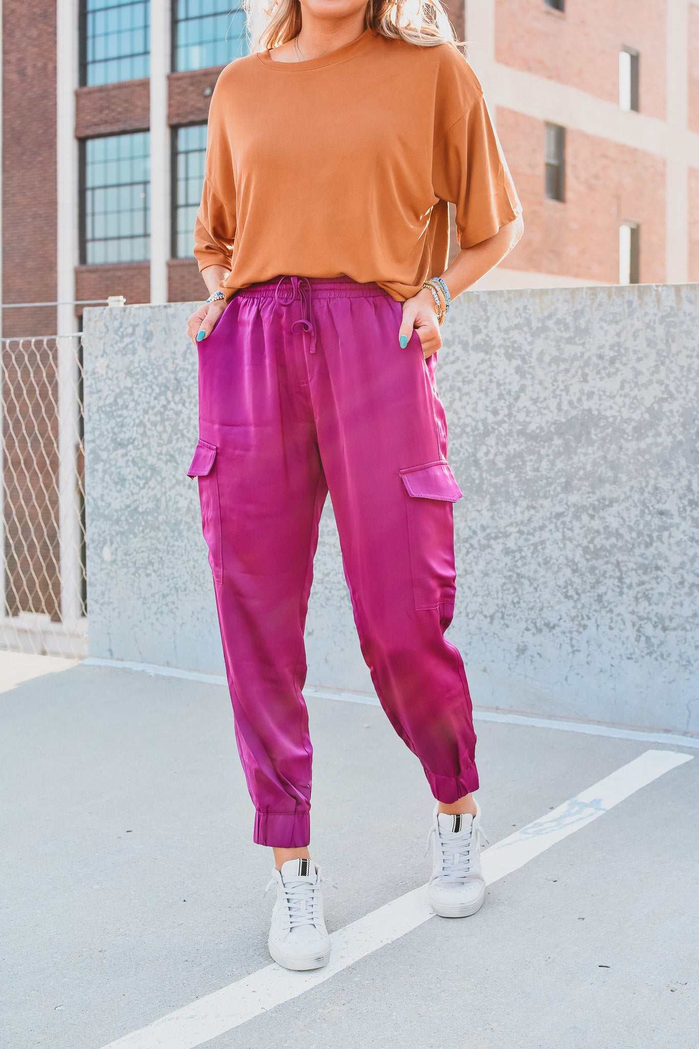 Dara Silk Cargo Joggers