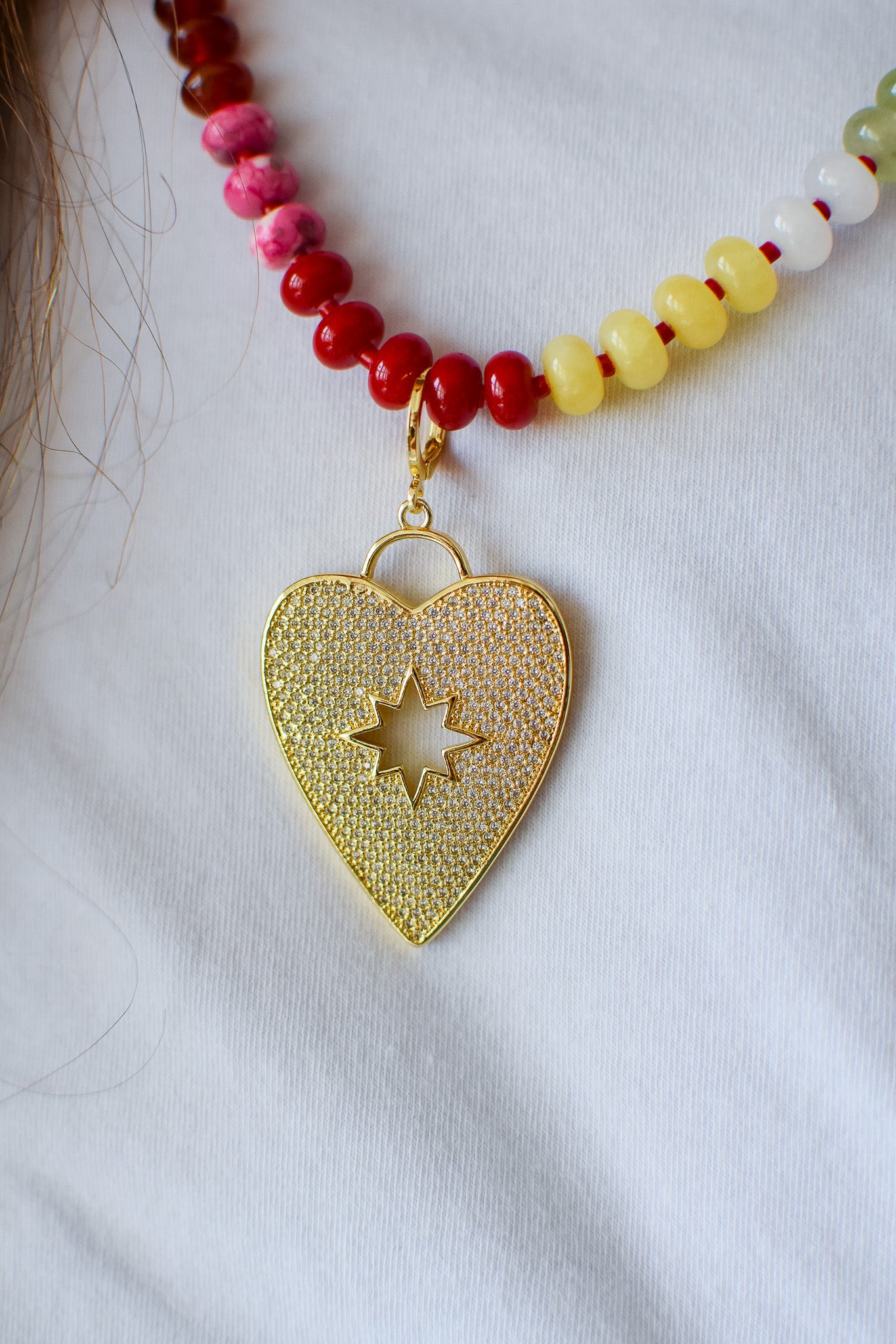 Gold Pave Heart + Star Charm