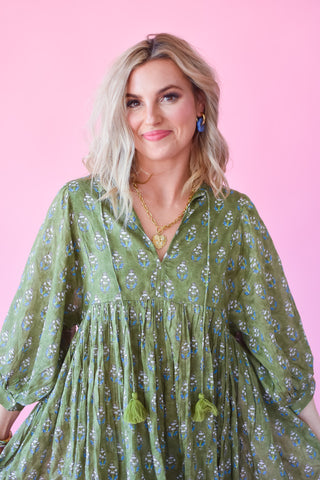 Kincaid Floral Midi Dress in Olive