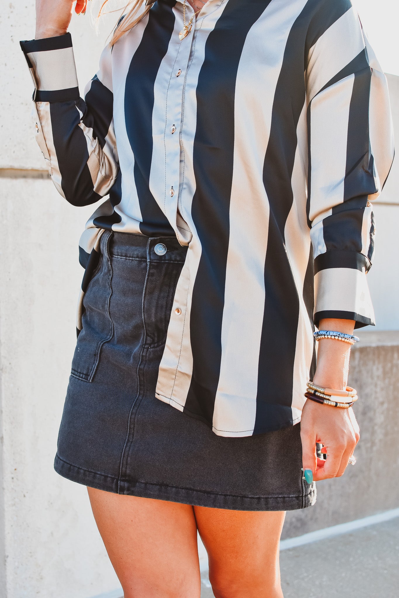 Fiona Silk Striped Button Down